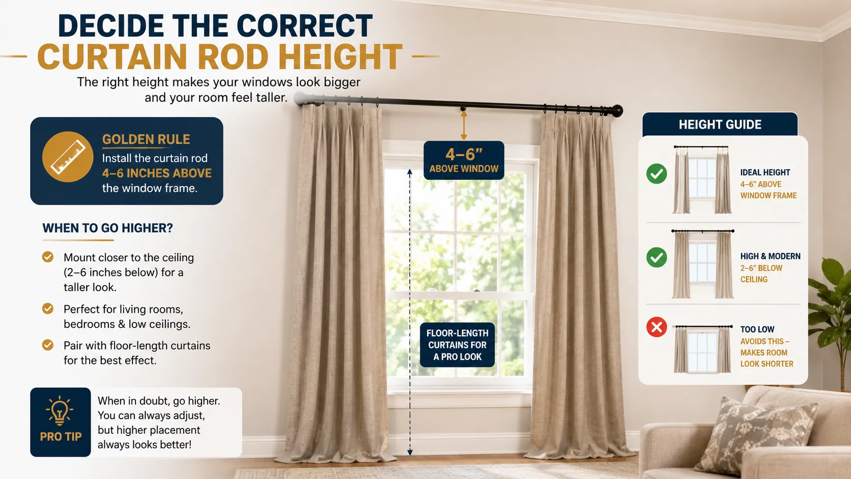 Decide the Correct Curtain Rod Height