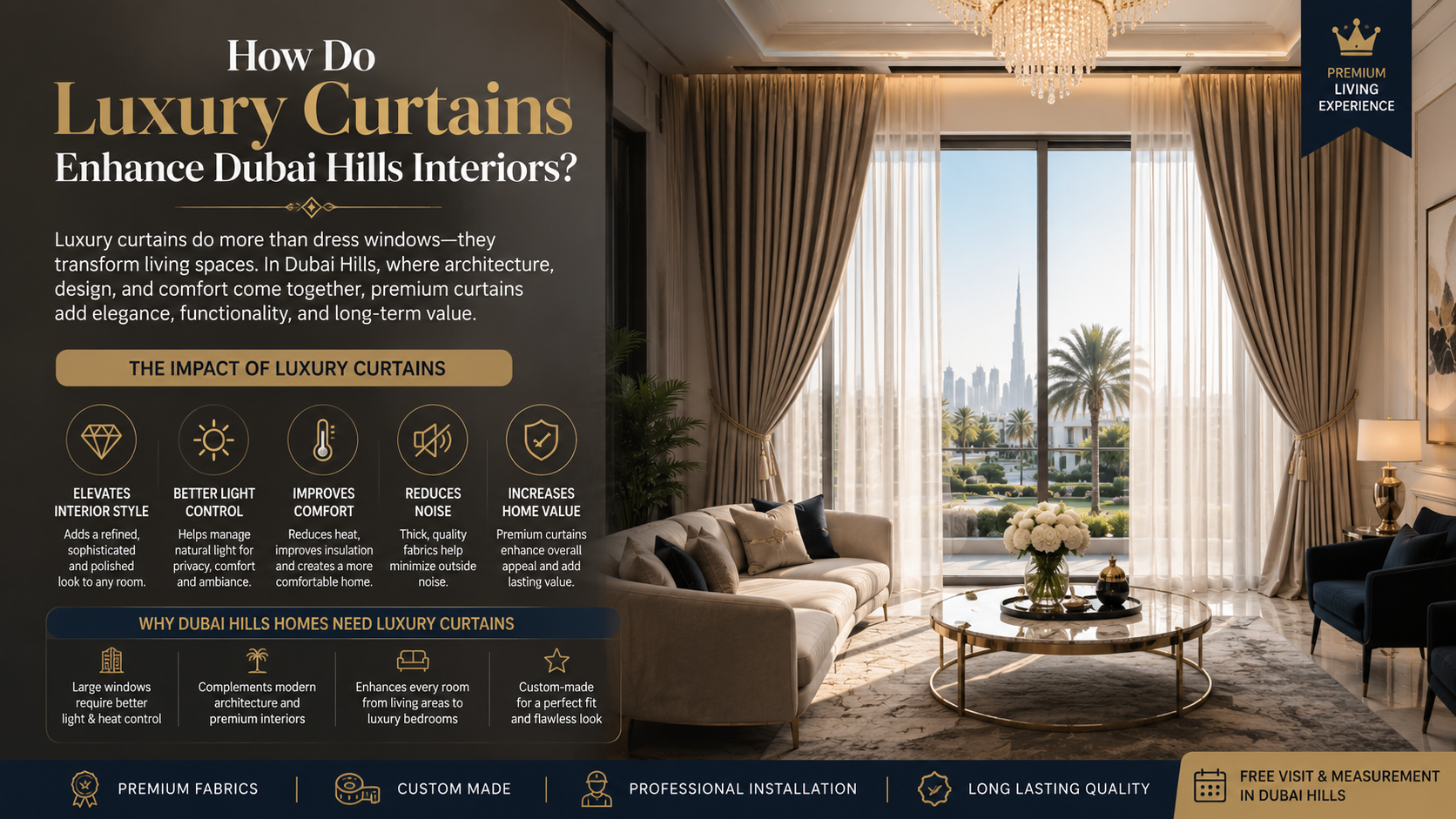 How Do Luxury Curtains Enhance Dubai Hills Interiors