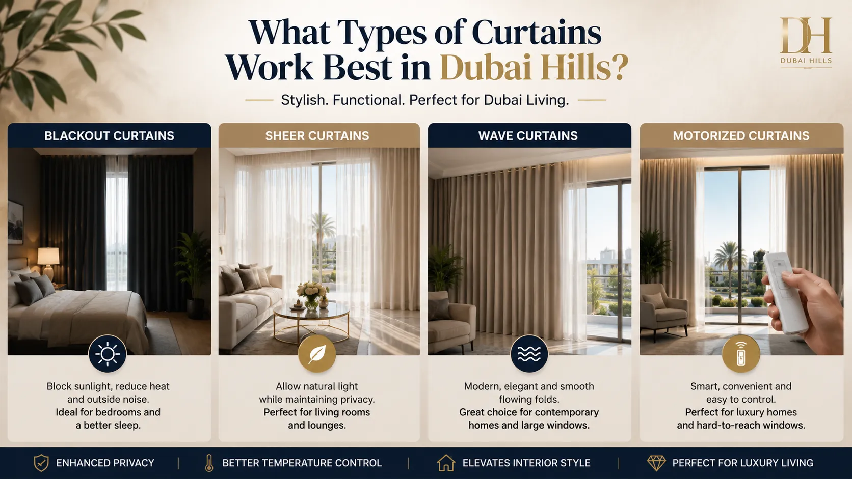 What Types of Curtains Work Best in Dubai Hills