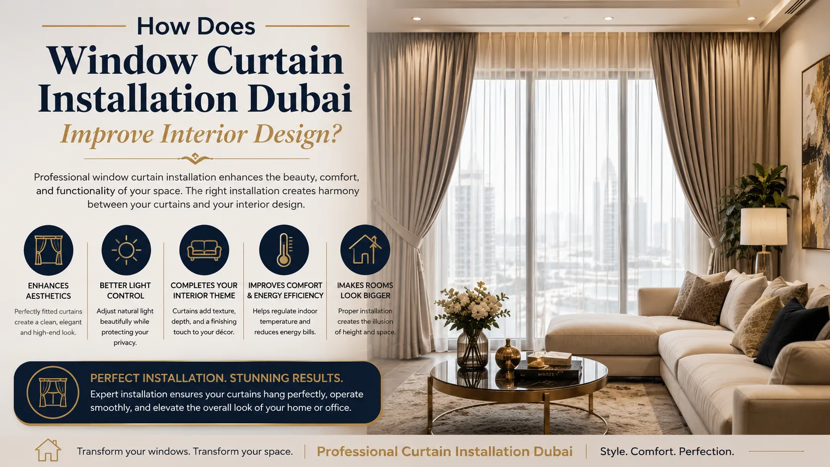 How Does Window Curtain Installation Dubai Improve Interior Design